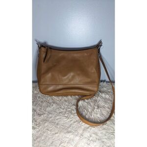 RFID tan leather purse silver hardware